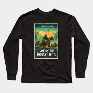 Visit the Land of the Horse Lords - Vintage Travel Poster - Fantasy Long Sleeve T-Shirt